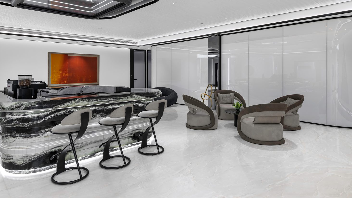 Crystal White marble office lounge