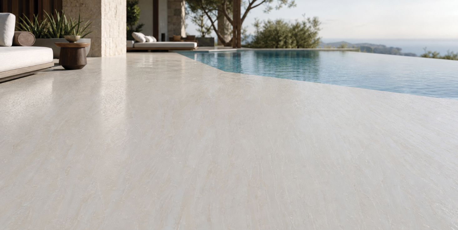 Crystal White marble pool deck
