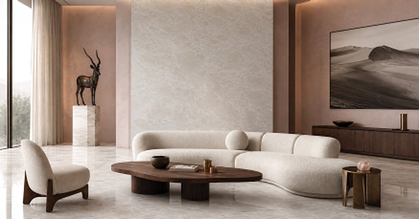 Crystal White marble living room
