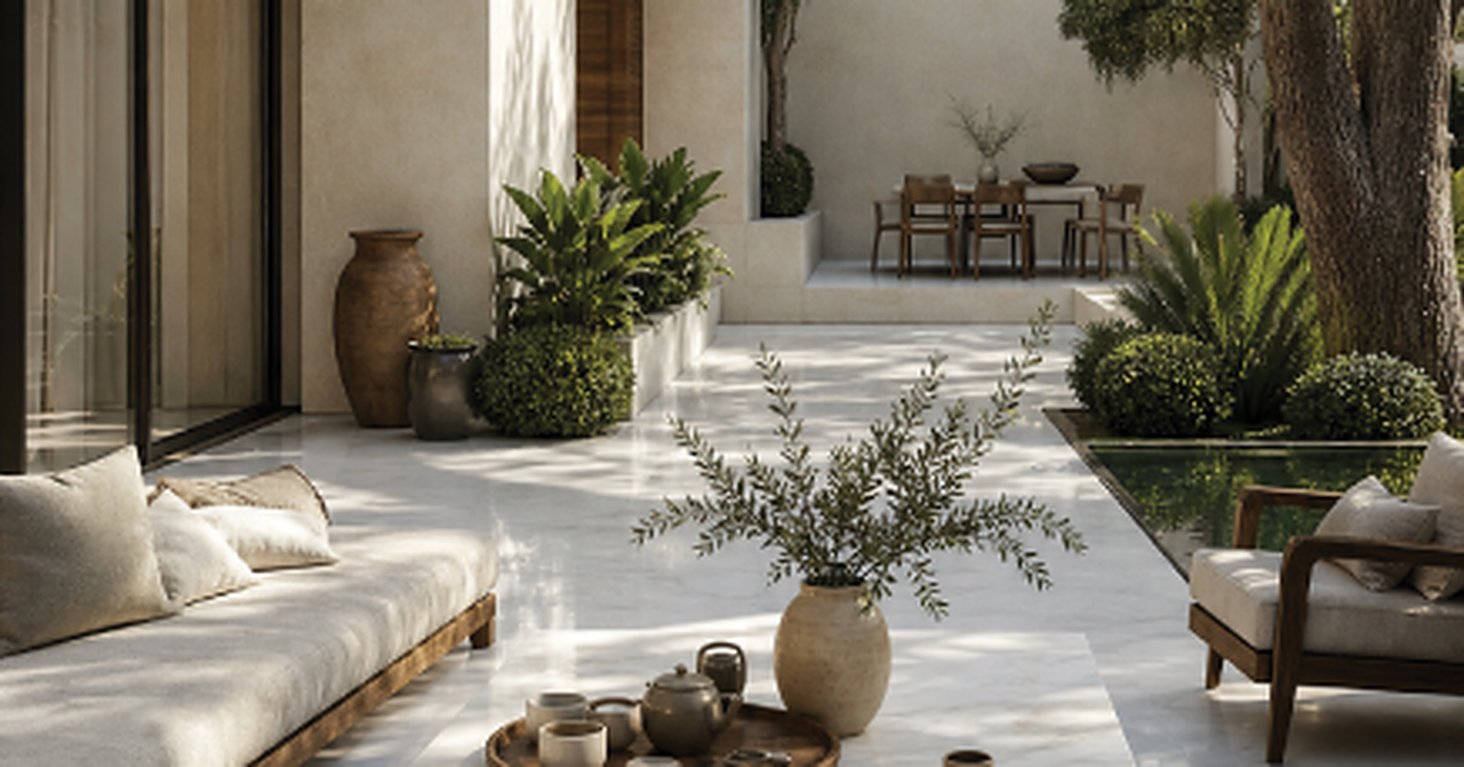 Crystal White marble facade